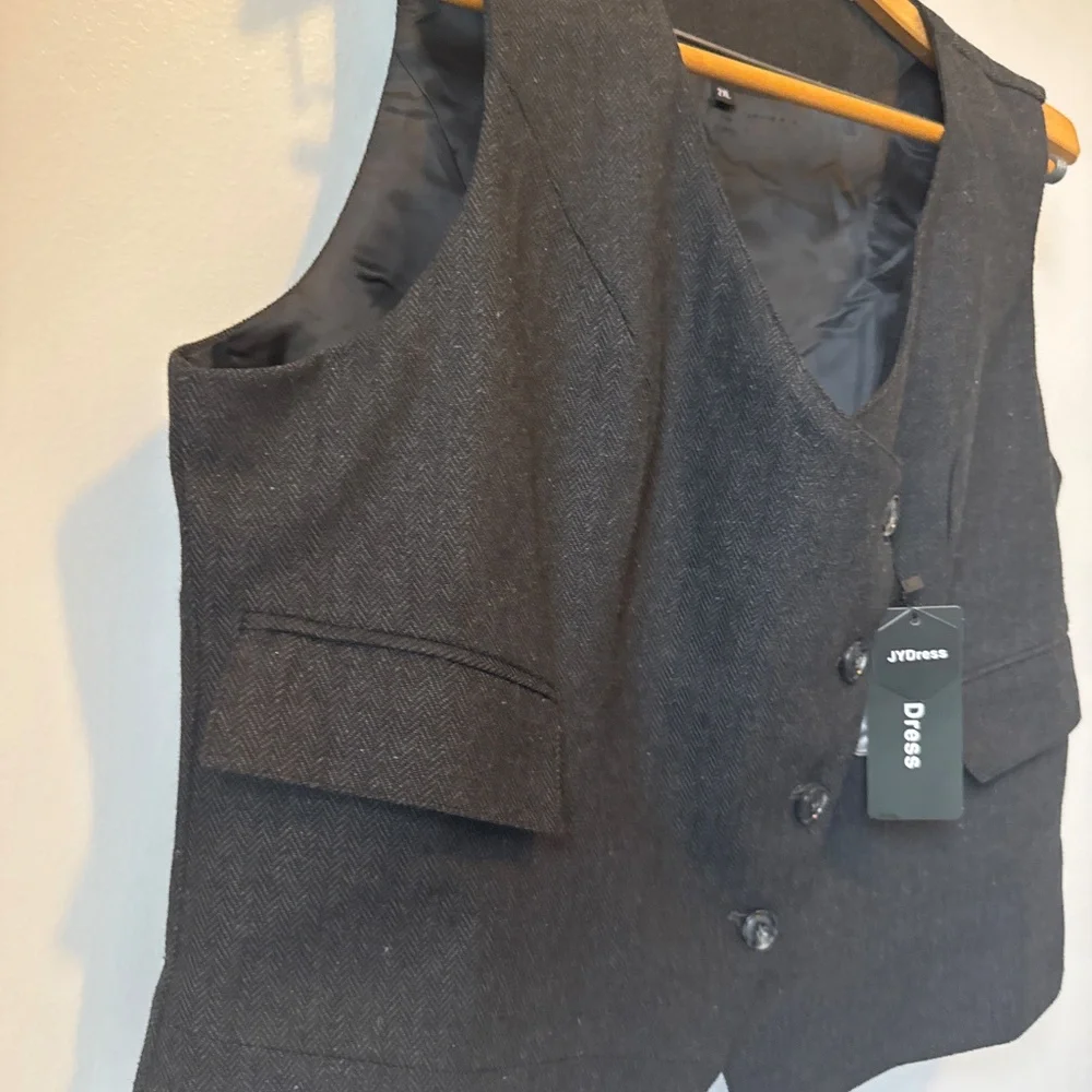 JYDress wool blend vest with front pockets button closure - Picture 4 of 7